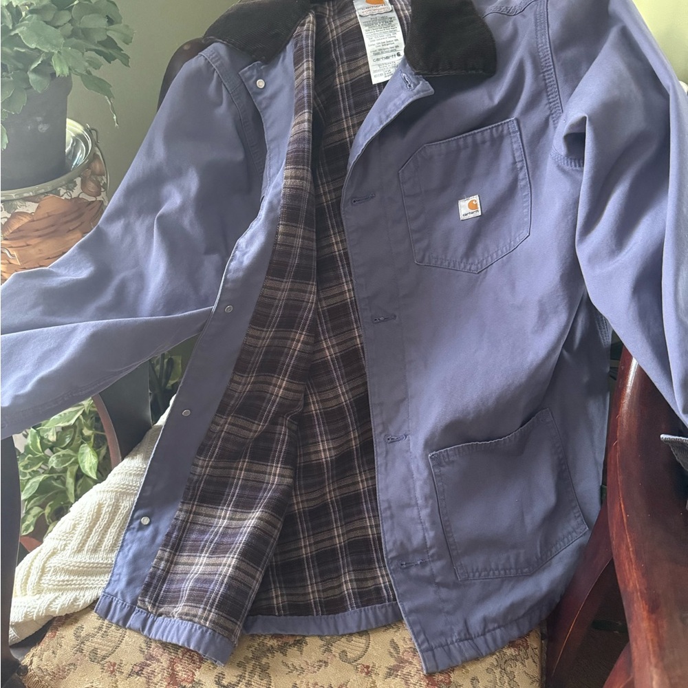 Carhartt Women’s Purple/ Blue Chore Jacket with Plaid Interior